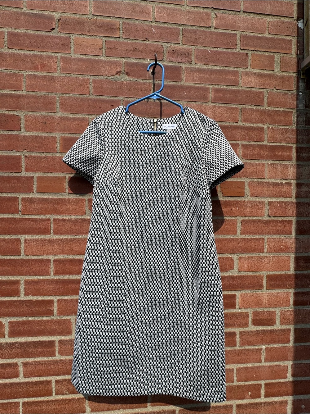 Calvin Klein Black White Geometric Print Shift Dress Sz 10